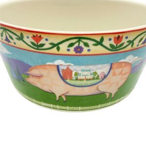 Jim Shore Barnyard Bowl Pig Multicolor Round Ceramic Dishwasher Safe Soup Cereal
